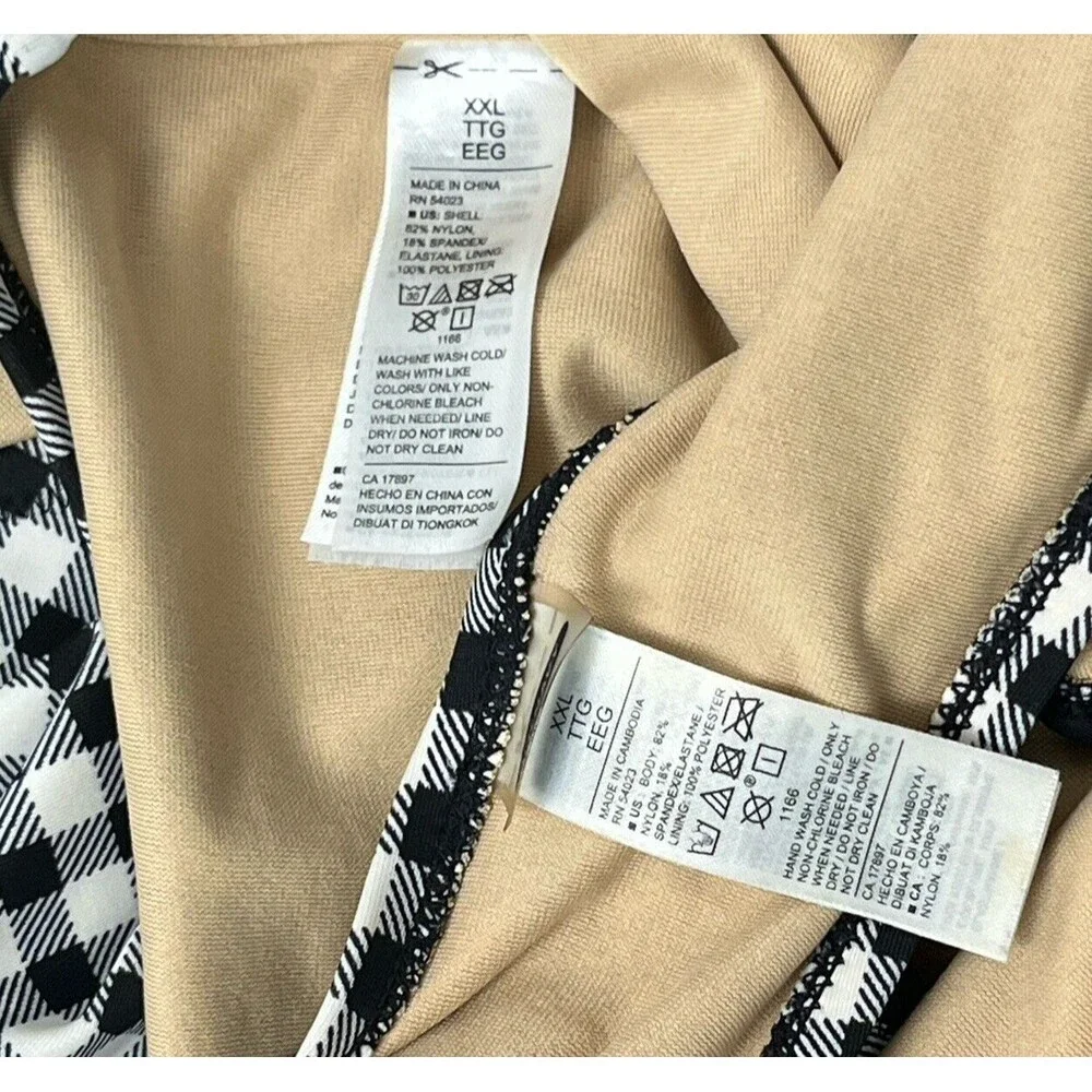 Old Navy Swimwear‎ Bikini Racerback High Waist 2 pc Black White Check Women XXL